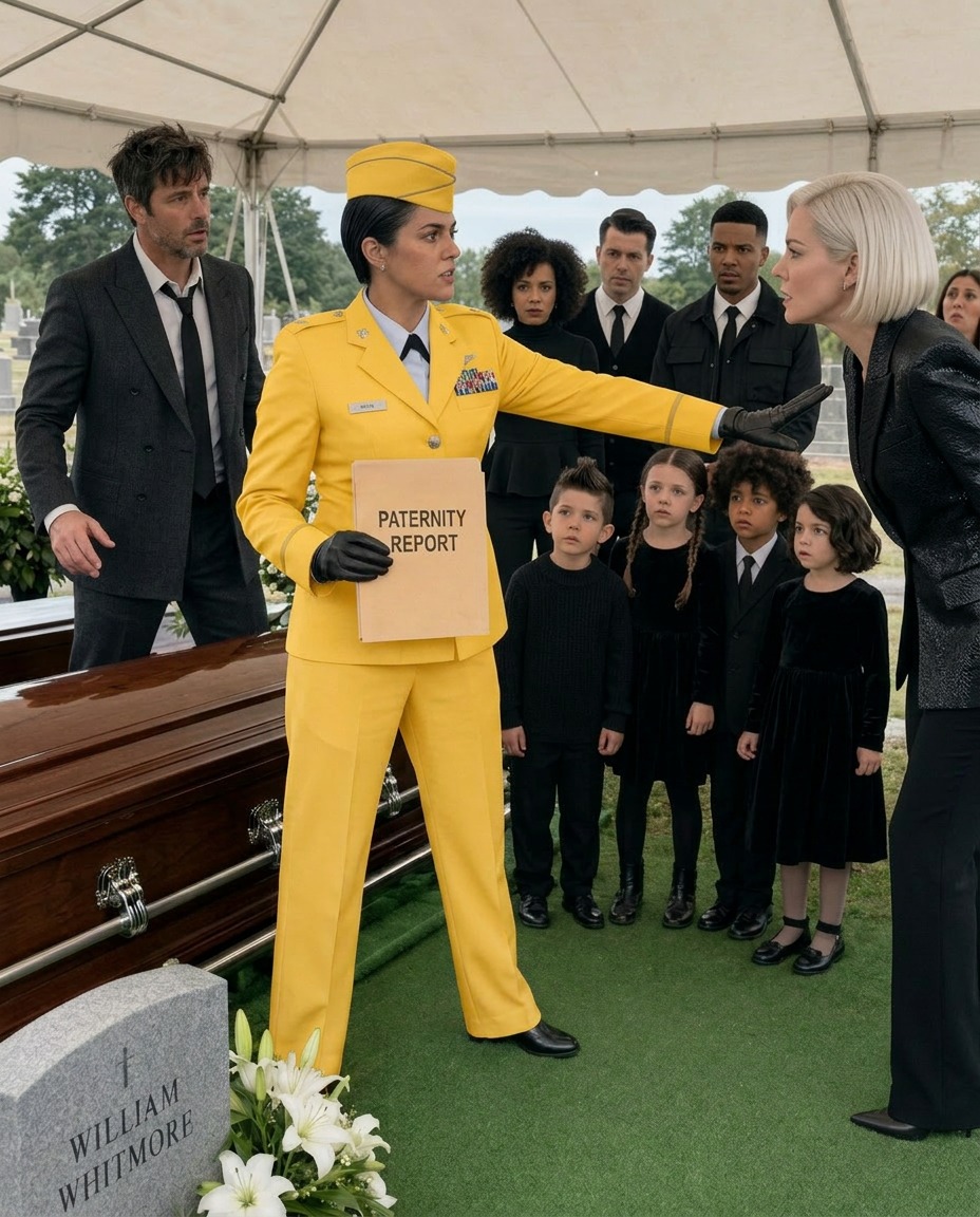 I walked into my ex-husband’s family funeral with five children beside me, and the whispers started before we even reached the grave. But the moment he looked at them and saw his own face reflected in all five, the woman who helped destroy my marriage turned pale enough that I knew the past was about to come crashing down in front of everyone…