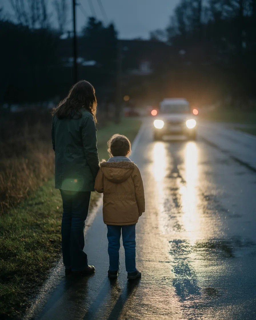 After My Boyfriend Kicked Us Out Into the Cold, My Daughter Collapsed – Then Headlights Appeared in the Darkness