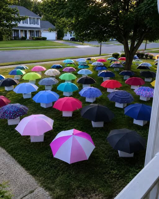 My Twelve-Year-Old Gave Away His Father’s Umbrella to a Stranger in the Rain—Then 47 Umbrellas with Mysterious Boxes Covered Our Yard