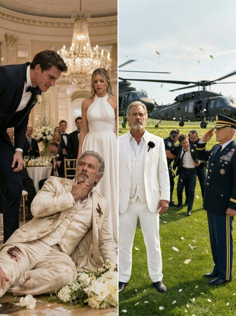 At my daughter’s wedding, my new son-in-law sl:apped me so hard I fell into the floral arrangements. “Give me the farm’s deed, old man, or I’ll ruin her,”