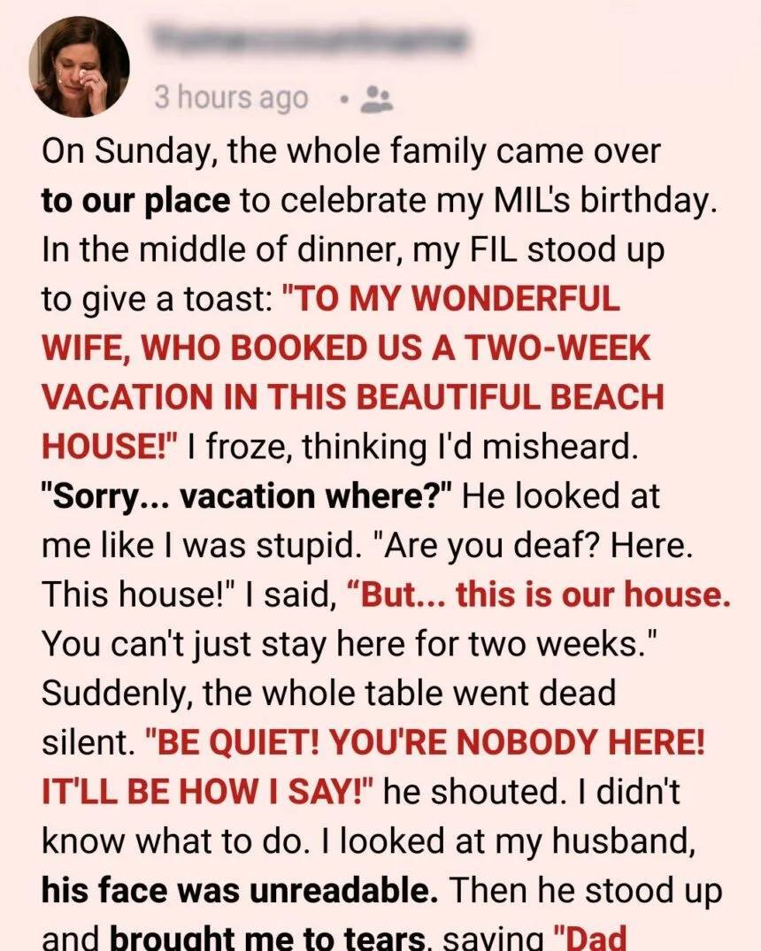 At My MIL’s Birthday Dinner, My FIL Told Me, ‘You’re Nobody Here’—My Husband’s Response Left the Whole Room Frozen