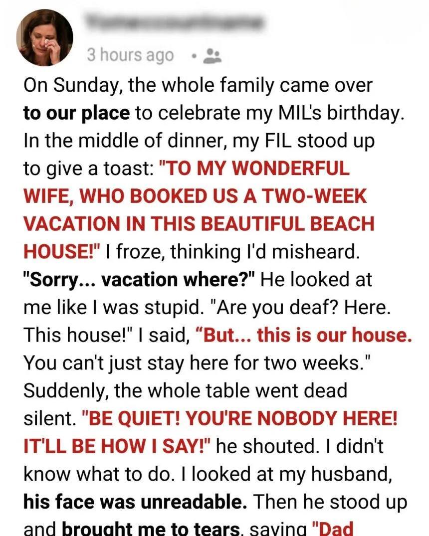 At My MIL’s Birthday Dinner, My FIL Told Me, ‘You’re Nobody Here’—My Husband’s Response Left the Whole Room Frozen