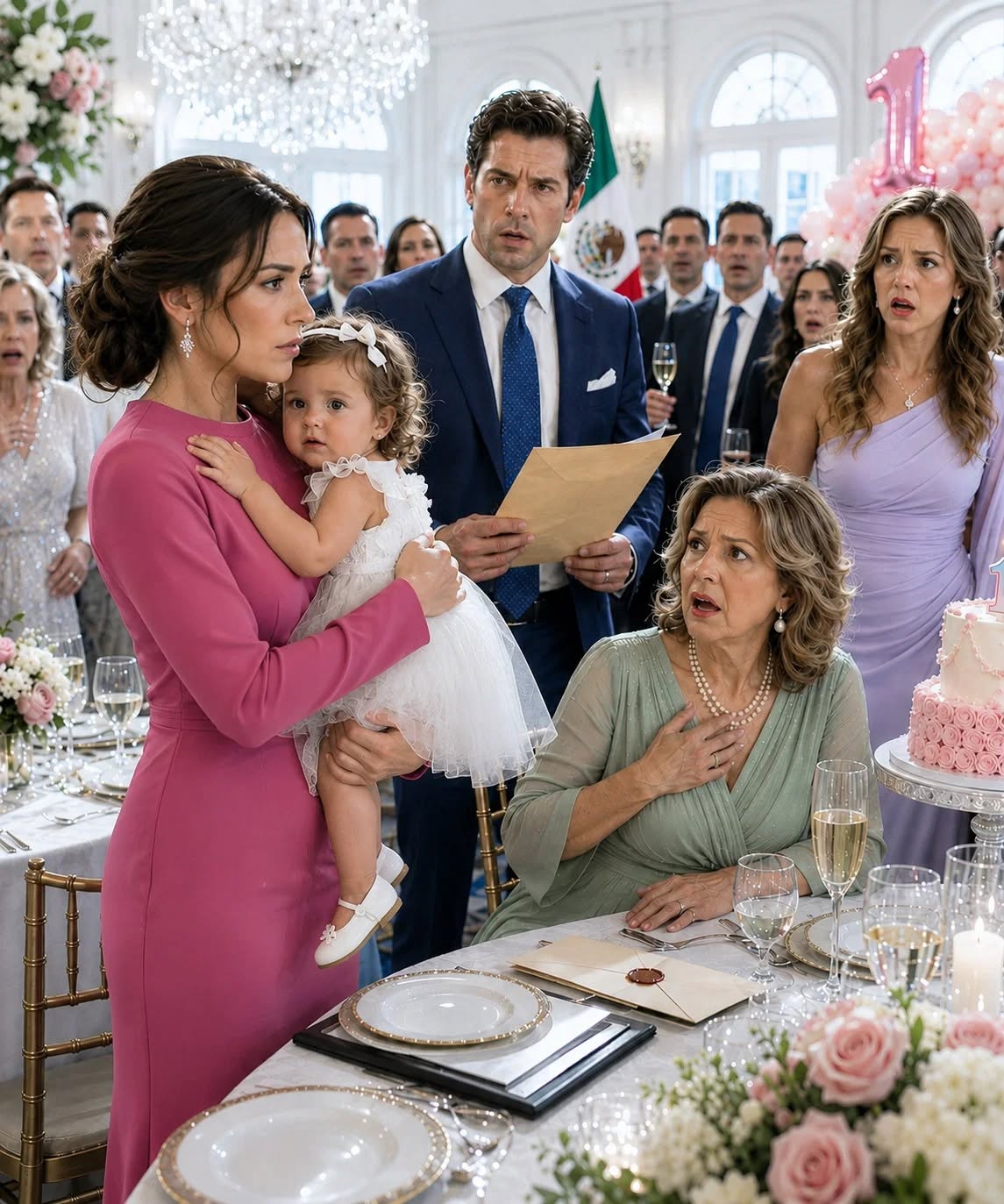 On my daughter’s first birthday, my mother-in-law raised her glass in front of the whole family and asked who the real father was because the baby had blue eyes… everyone expected to see me cry, until I took two envelopes out of my bag and laid out the truth she had planned to hide.