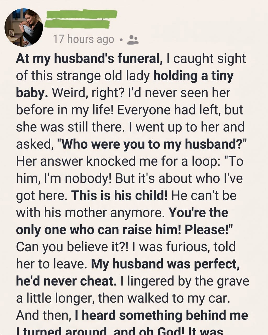 At My Husband’s Funeral, a Stranger Gave Me a Baby—And What Happened Next Changed Everything I Believed About Him