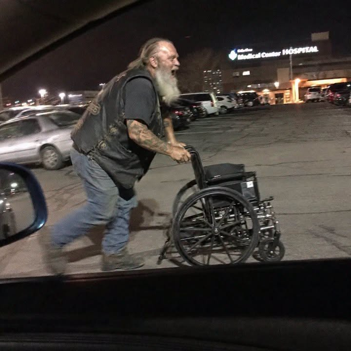 A Biker Was Sprinting Through a Hospital Parking Lot in the Middle of the Night, Pushing an Empty Wheelchair and Frantically Calling Out a Name.