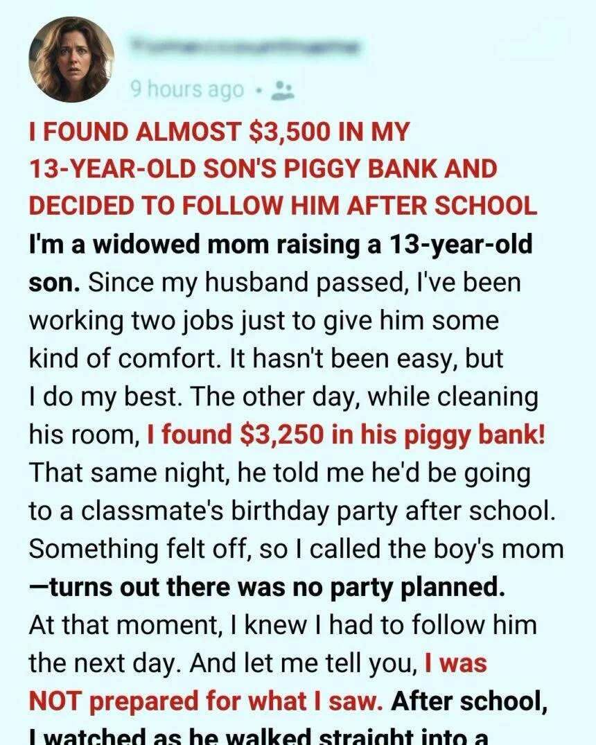 I Found $3,250 Hidden in My Son’s Piggy Bank… What He Was Really Doing Left Me in Tears