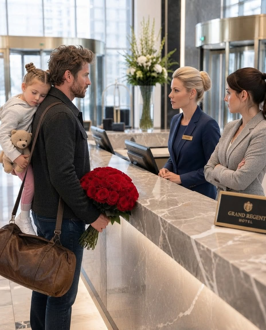 A widowed father was turned away at his own hotel with his sleeping daughter in his arms… but by the time the staff realized who he truly was, it was already too late.