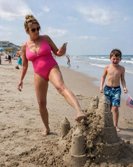 An Arrogant Woman Destroyed My Son’s Sandcastle by Kicking It Into the Ocean Because It ‘Interfered with Her View’ – Twenty Minutes Later, the Lifeguard Approached Her Directly Holding a Golden Box.