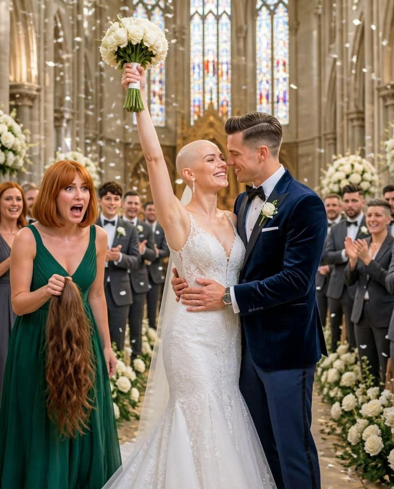 Before my $5M wedding, my jealous sister hid my wig to mock my chemo hair loss. Instead of crying, I walked down the aisle bareheaded, wearing a $2M diamond tiara. But when 500 guests stood in silence, my groom revealed the truth that destroyed her.