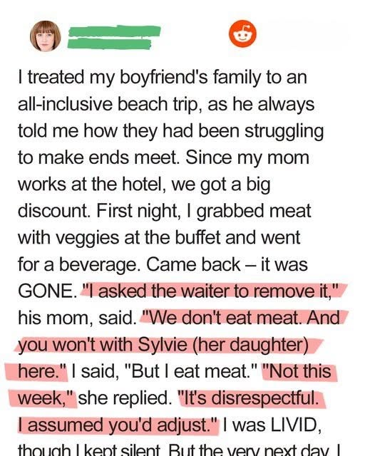 My Boyfriend’s Mom Forbade Me from Eating Meat on the Vacation I Paid For — I Cooked Up a Better Plan