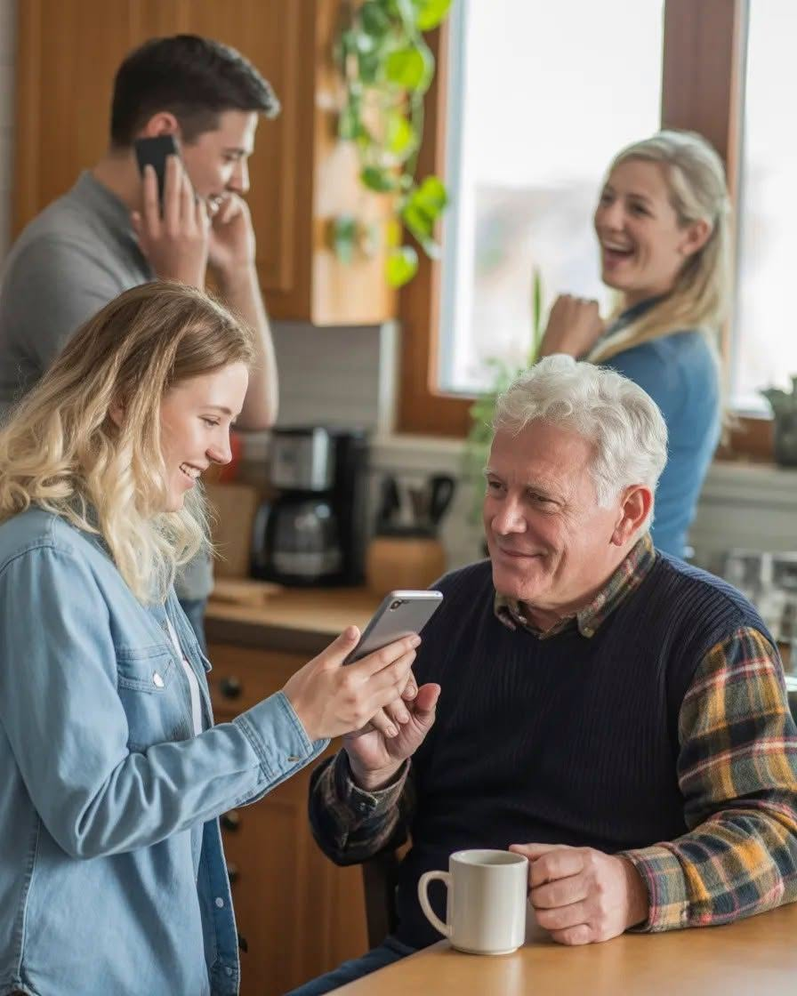 My phone lit up at 6:00 a.m. “Grandpa passed last night,” my father said, flat and impatient. “Heart attack. We need the safe combination before the bank locks everything down.” In the background, I heard my mother laugh. “About time. Call the broker. We’re selling by noon.” I didn’t fight them. I didn’t even lower my voice. I just put the call on speaker, because Grandpa was sitting right beside me at the kitchen table, very much alive, drinking his coffee in silence. Then he leaned toward the phone and said one word…