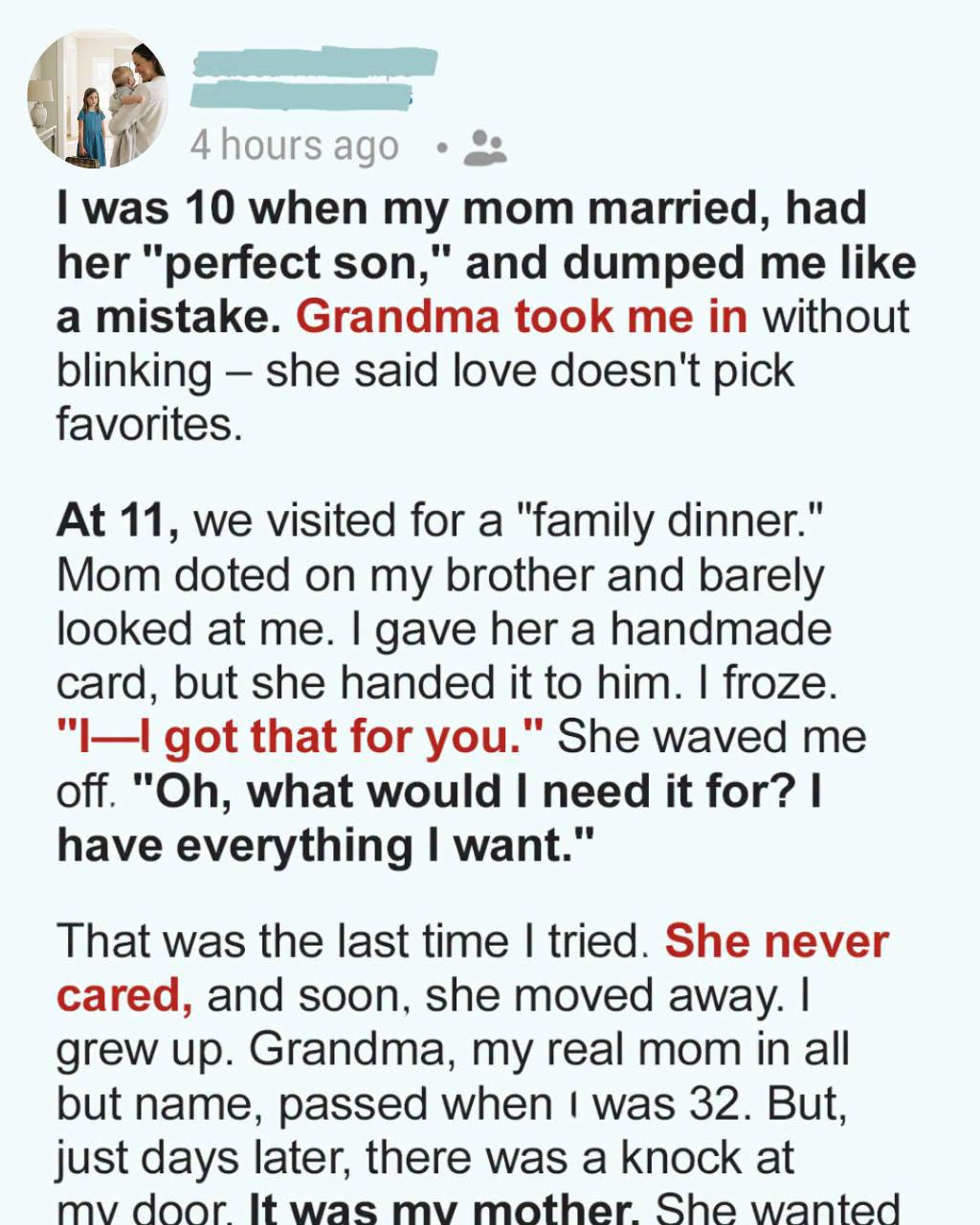My Mother Left Me Behind When She Started a New Family—Years Later, She Came Back Wanting Something From Me