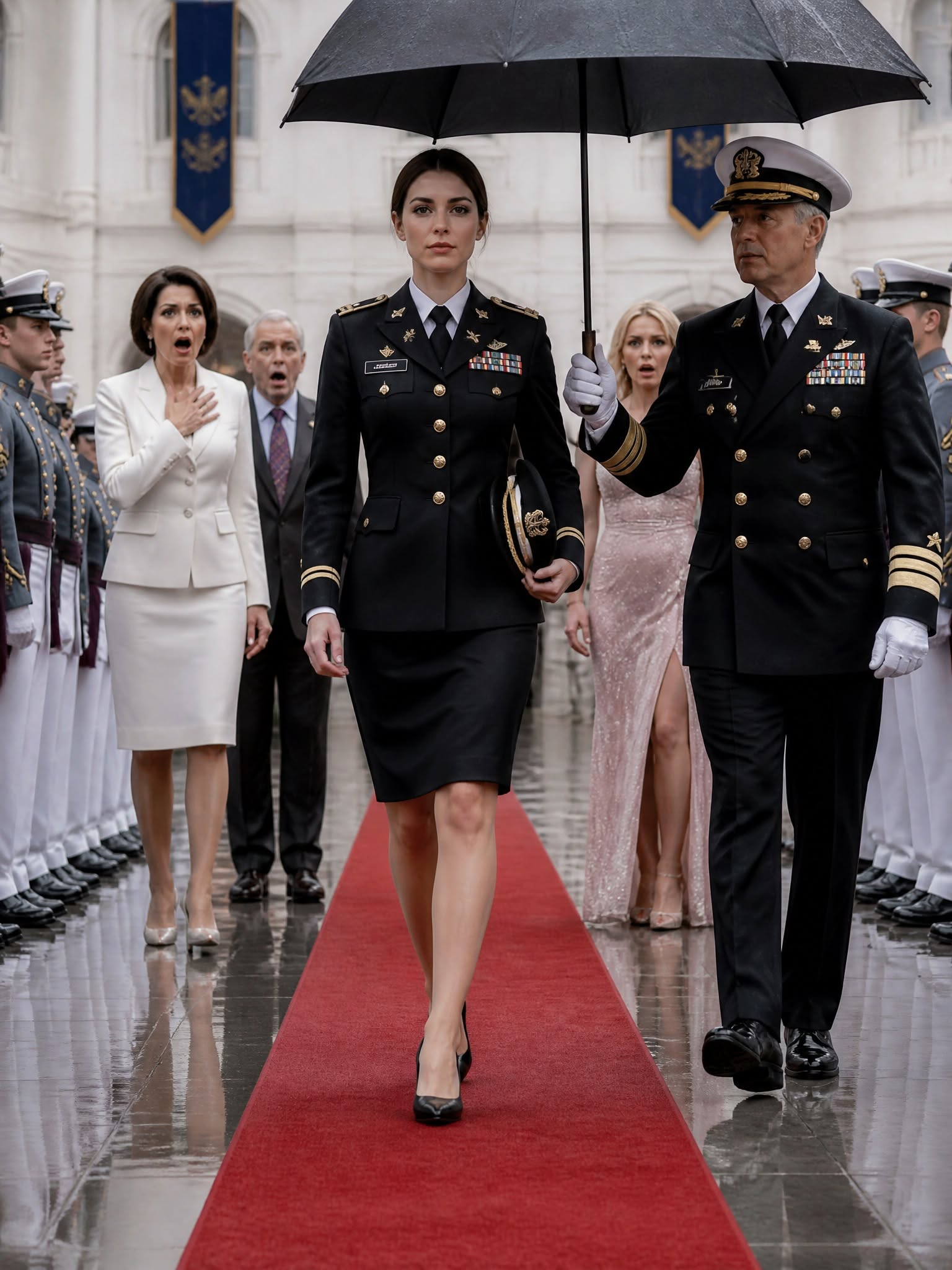 My father snatched the only VIP ticket to my military academy graduation, handed it to my stepsister, and shoved me out into the rain, telling me I didn’t even deserve to be there. He thought I was just an insignificant soldier who would get lost in the crowd. What he didn’t realize was that the entire ceremony was on hold waiting for me—because I was the Distinguished Graduate, and they couldn’t even begin without me.