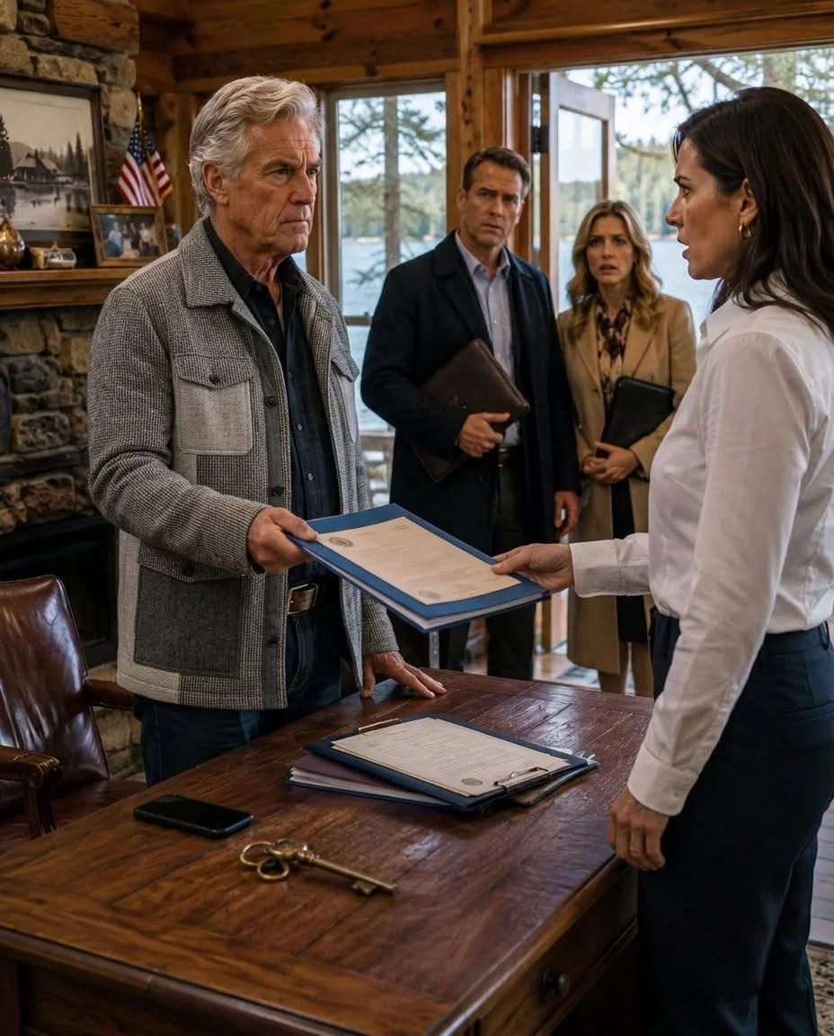 My daughter called and said, “The lodge is sold. You get nothing.” I smiled. She had forgotten one small detail. When the buyers pulled into the driveway that afternoon, I unlocked my desk, picked up one envelope, and quietly opened the front door…