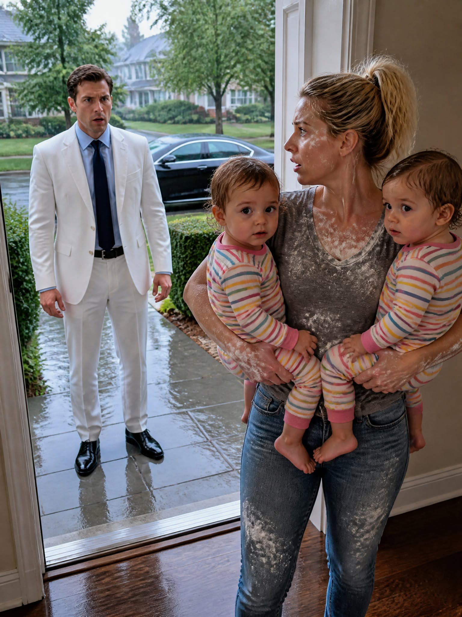 When the man I had once loved finally tracked me down, I stood barefoot on the porch, dusted with flour and carrying the twins he never knew were his. Three years earlier, I had vanished after discovering my husband with my own sister. Now Chicago’s most feared man stared silently into the amber eyes of two children who were unmistakable reflections of him.