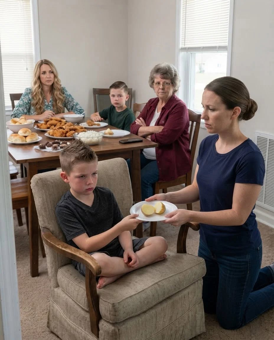 Moral At our country house, my mother-in-law and sister-in-law were devouring fried chicken while my seven-year-old son sat alone in the corner eating a cold potato. “Children who aren’t really family need to learn their place,” they said.