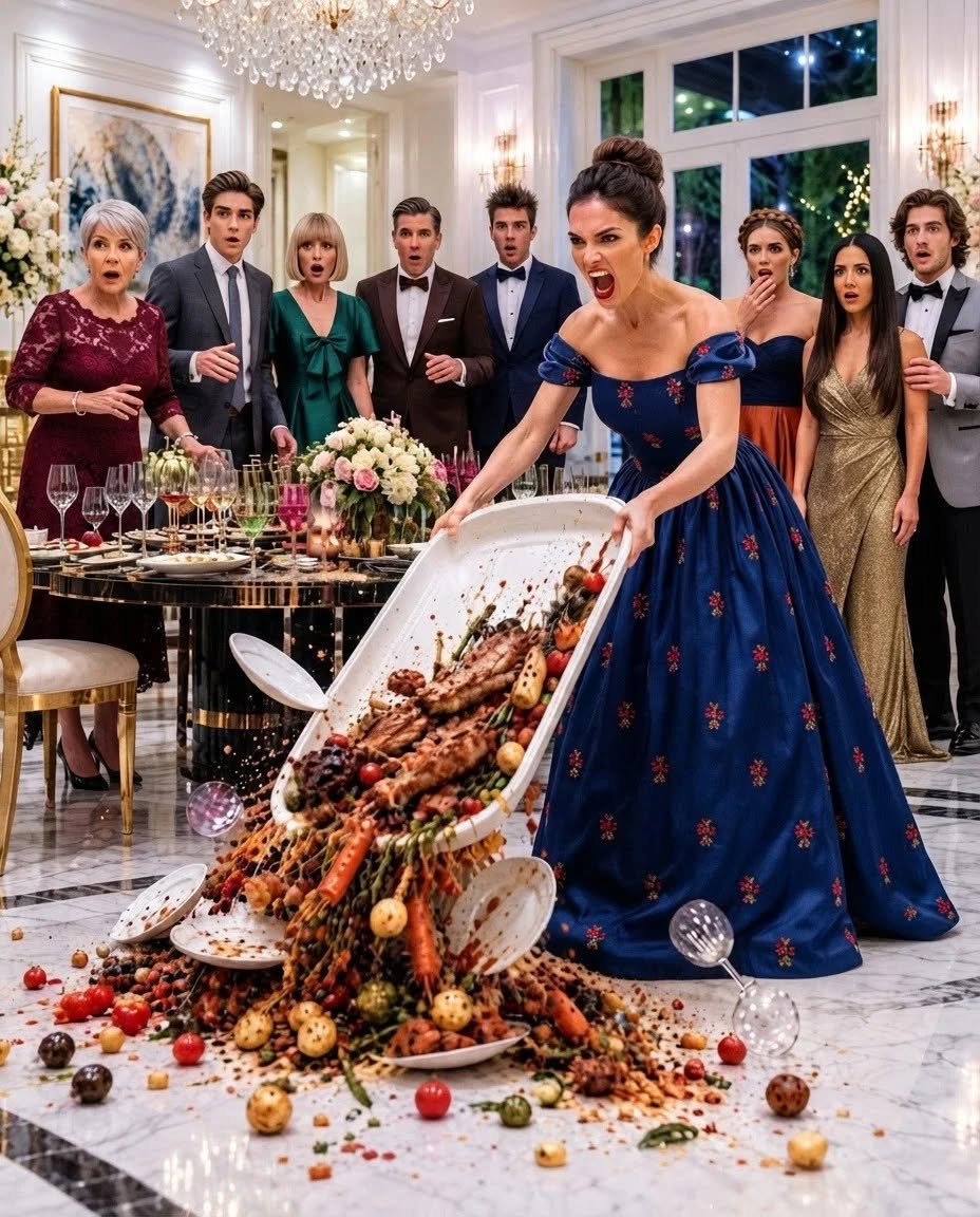 ON MY FIRST DAY AS A DAUGHTER-IN-LAW, MY MIL ORDERED ME TO CLEAN HER FILTHY KITCHEN WHILE EVERYONE ELSE SAT DOWN TO EAT. WHEN DINNER ENDED, SHE OFFERED ME NOTHING BUT THEIR LEFTOVERS. THAT WAS ENOUGH—I TURNED THE SERVING PLATTER UPSIDE DOWN ON THE FLOOR!