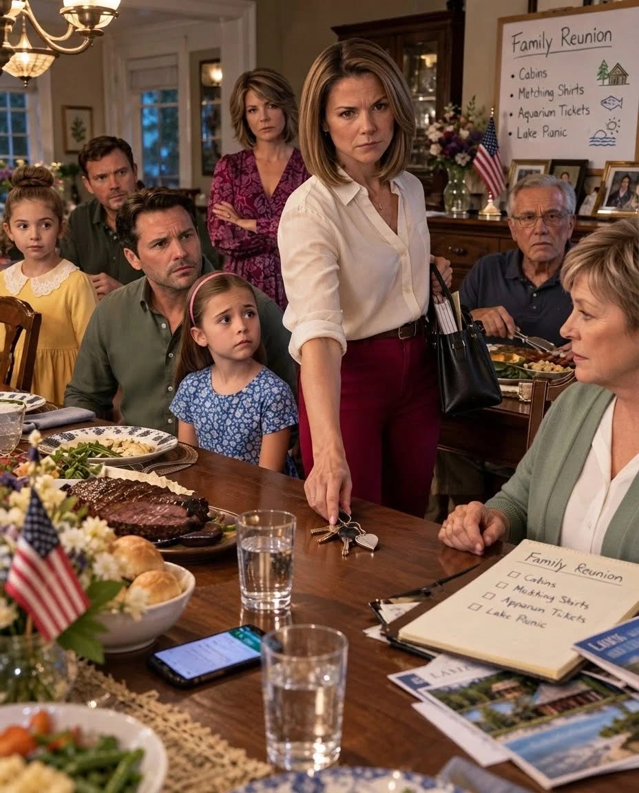 My mother said there was no room for my husband’s eight-year-old daughter at the family reunion because she was “not really family”—so I reached into my purse, put one thing on the table, and the entire room went silent