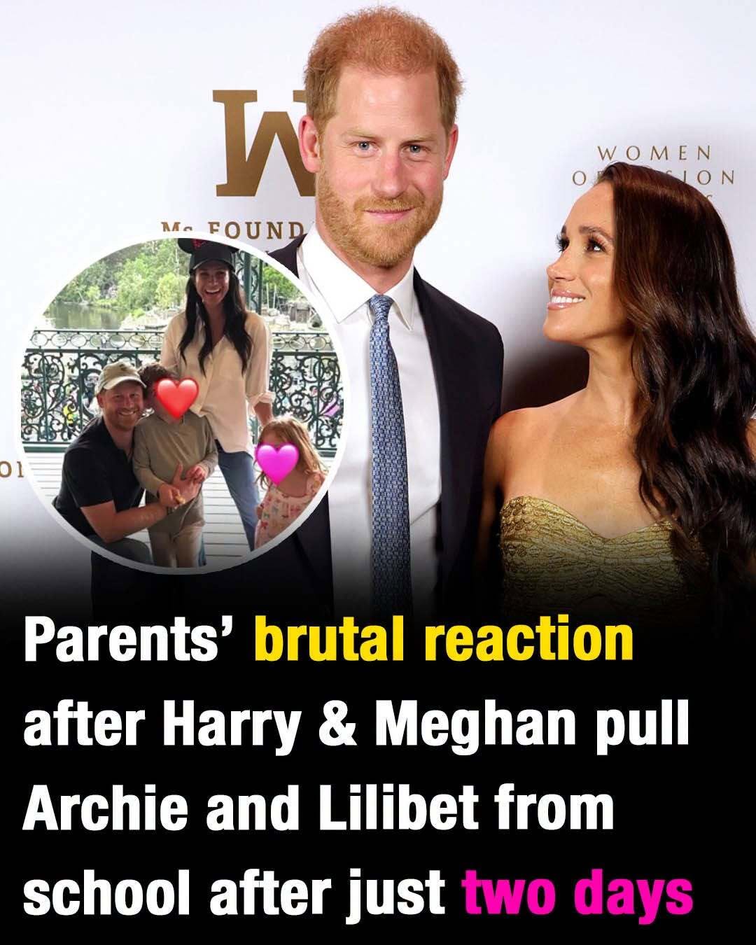 Parents’ brutal reaction after Harry & Meghan pull Archie and Lilibet from school after just two days